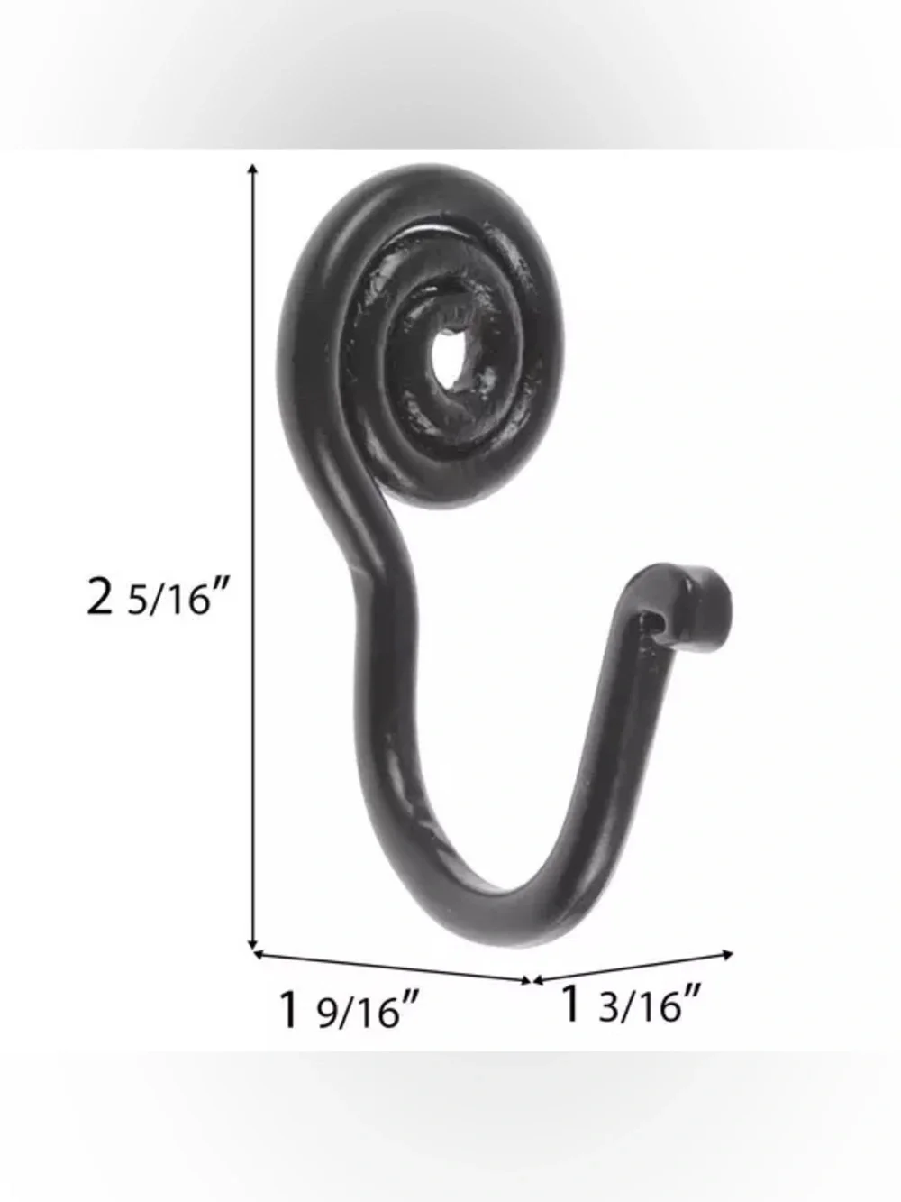 (4) Black Spiral Metal Wall Hook